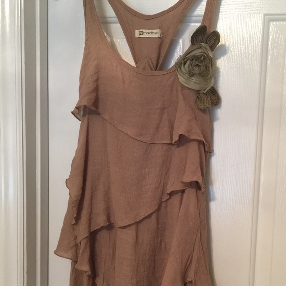 Paradise Tops - tan brown long top size small women's